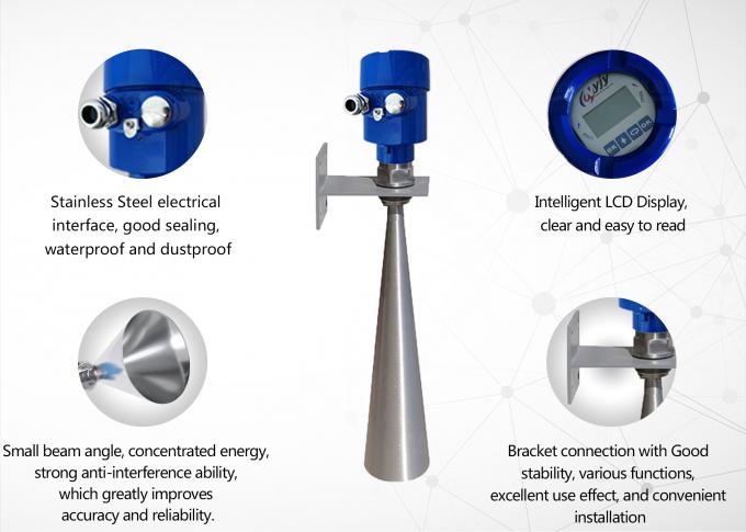 Medidor de nivel de radar sin contacto 26Ghz Transmisor de nivel de radar 4-20 MA 26g Sensor de nivel de líquido de radar 4